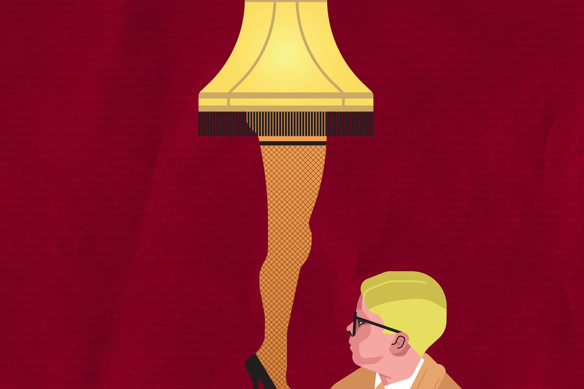 ralphie looking at the leg lamp